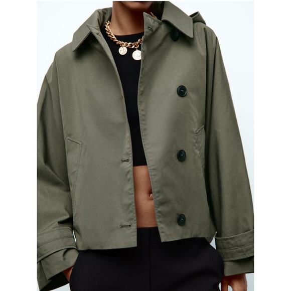 Zara Jackets & Blazers - Nwt-Zara- ZW COLLECTION SHORT HOODED TRENCH COAT-M